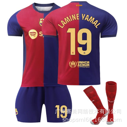 Lamine Yamal 19 Barcelona 24-25 Home Shirt Latest Football Shirt for Adults and Kids for the New Season 4 Kids 28(150-155cm)