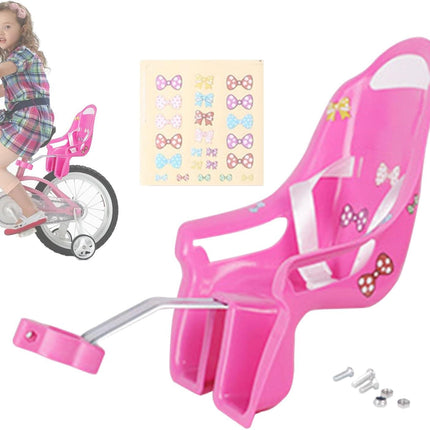 Doll Stroller Seat for Doll, Children's Bicycle Doll Seat with DIY Decals for Decoration PINK.