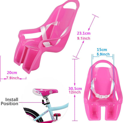 Doll Stroller Seat for Doll, Children's Bicycle Doll Seat with DIY Decals for Decoration PINK.