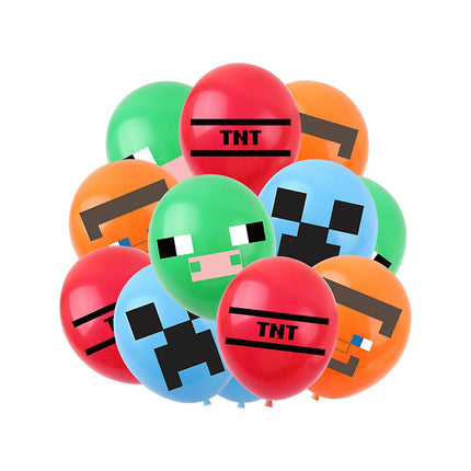 Minecraft themed birthday party balloons banner cake decorations — max.