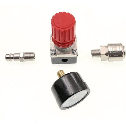 1/4\" Pressure Reducer for Compressed Air, Pressure Reducer, 4 Holes with Gauge for Compressor.