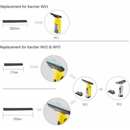 2pcs 280mm Window Washer Replacement Blades Window Cleaning Blade Rubber Scraper Accessories Refill Replacement for Karcher WV2 WV5.