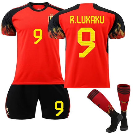 Belgium National Team Home Jersey 22/23 Football Kit T-shirts - Perfet R.LUKAKU 9 R.LUKAKU 9 Kids 24(130-140CM)