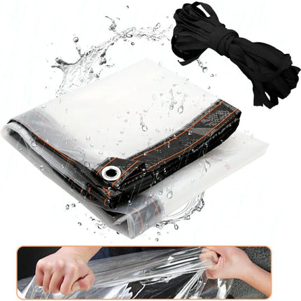 Waterproof Clear PVC Tarpaulin Overlay Panel Roof with Eyelets and Rope 2 x 3m.