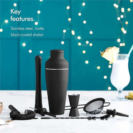 Cocktail Shaker Set - Matte Black - Stainless Steel Black Black.