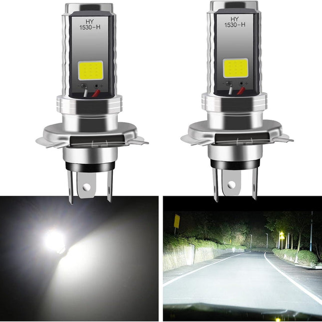 2PCS H4 LED Bulb, 12V Motorcycle/Car Headlight, 12W COB Bulbs Headlight LED Bulb for High Beam Headlight, High Beam/Low Beam.