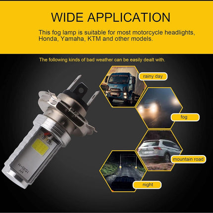 2PCS H4 LED Bulb, 12V Motorcycle/Car Headlight, 12W COB Bulbs Headlight LED Bulb for High Beam Headlight, High Beam/Low Beam.