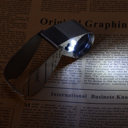 Jewelers Loupe 40X Magnification Metal Foldable Loupe with LED & UV Light.