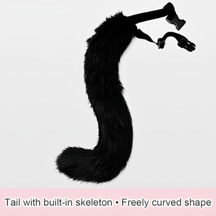 Plush mask with fox tail and ears set, cat tail fox costume cosplay costume with cat ears and paw gloves halloween cosplay gray grey.