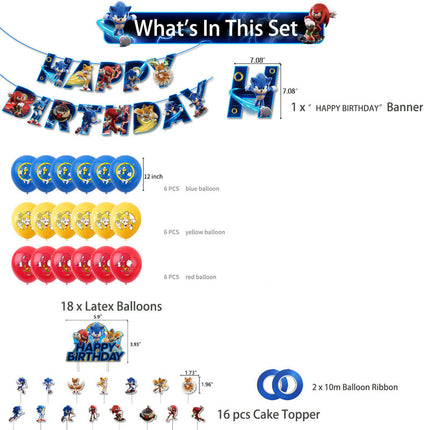 Sonic Birthday Theme Party Decoration Cartoon Drag Flag Insert Balloon Set D.