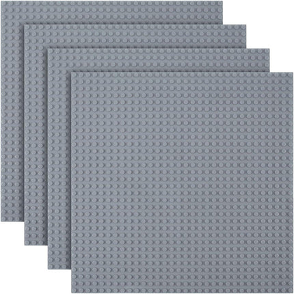 Building Plate, 4 pieces of classic base plates, 25.5 x 25.5 cm, base plate, compatible with all major brands, building toys for children 4 pieces light gray.