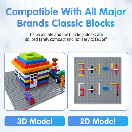 Building Plate, 4 pieces of classic base plates, 25.5 x 25.5 cm, base plate, compatible with all major brands, building toys for children 4 pieces light gray.