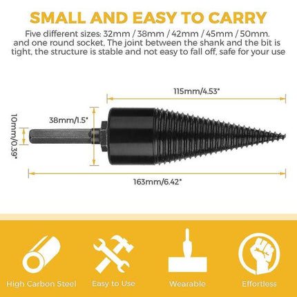 Industrial wood drill bits, wood cones, hexagonal shank, wood splitter, screw splitter, 38 mm.