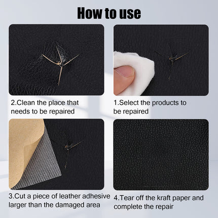 Self-adhesive repair patch artificial leather 50x138 cm Black Black Black Variety.