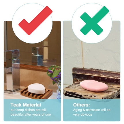 Wooden Soap Dish 2pcs, Soap Holder in Natural Teak, Soap Container for Shower, Bathroom, Kitchen, Bathtub, Razor, Sponges_max.