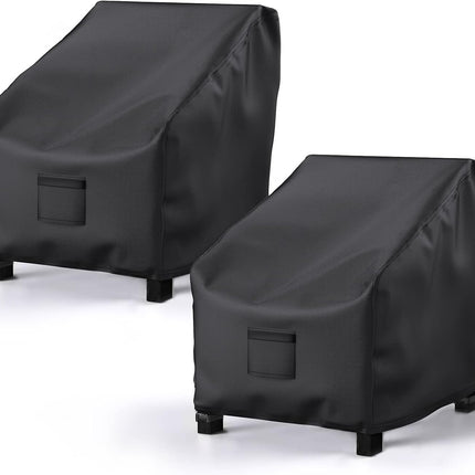 Garden Furniture Covers, Waterproof, 2-Pack, Lawn Mower Chair Covers 600D Heavy Duty Oxford Fabric, Large Covers for Lounge Chairs with Deep Seat.