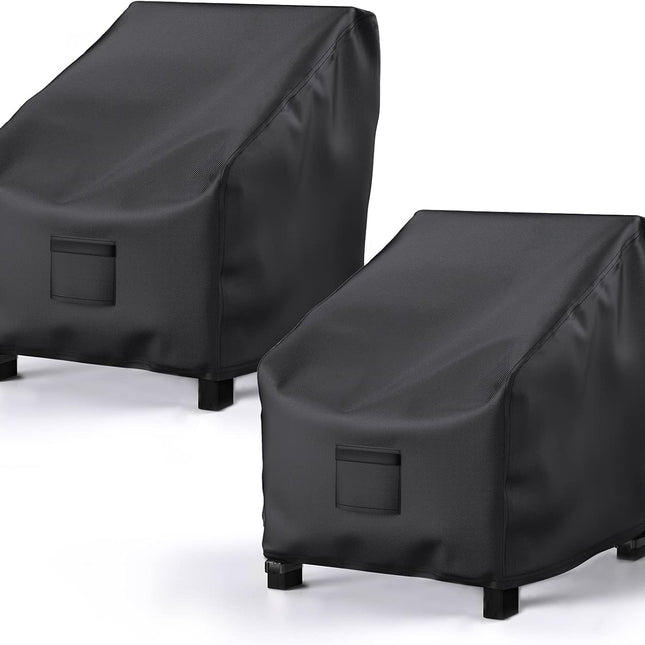 Garden Furniture Covers, Waterproof, 2-Pack, Lawn Mower Chair Covers 600D Heavy Duty Oxford Fabric, Large Covers for Lounge Chairs with Deep Seat.