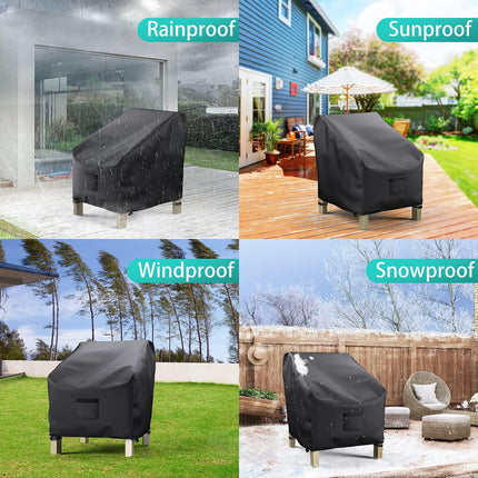Garden Furniture Covers, Waterproof, 2-Pack, Lawn Mower Chair Covers 600D Heavy Duty Oxford Fabric, Large Covers for Lounge Chairs with Deep Seat.