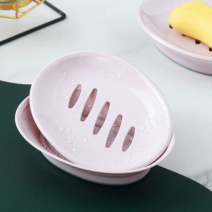 2-pack soap dish, plastic soap cups, non-slip soap dish, soap holder, shower with drip tray, easy-clean soap saver (pink).