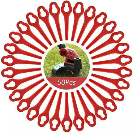 Pack of 50 compatible blades for Ferrex Aldi Far 20-in grass trimmer, replacement blades for Ferrex cordless grass trimmer..DEBUNS.