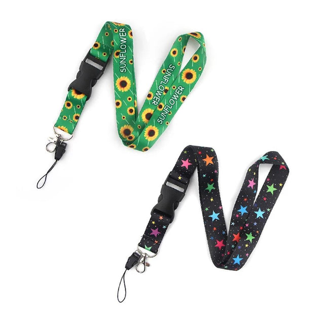 Smooth Sunflower, Stars Lanyard Black.