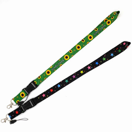 Smooth Sunflower, Stars Lanyard Black.