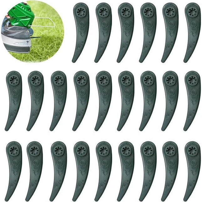 Pack of 24 replacement blades for Bosch Durablade Art 23-18 LI Art 26-18 LI lawn mowers, green..