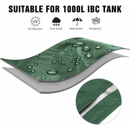 IBC Tank Cover Tarpaulin for 1000L IBC Container, GU.B/bon 116 x 100 x 120 cm Water Tank Cover Anti-UV Anti-Rain (Green)..DEBUNS.