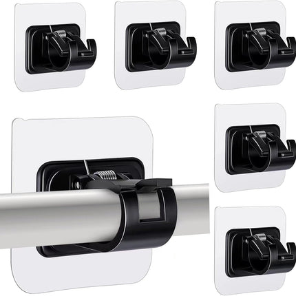 pcs Self-Adhesive Curtain Rod Holders, Nail-Free Adjustable Curtain Rod Brackets, Curtain Rod Wall Mounts (Black).