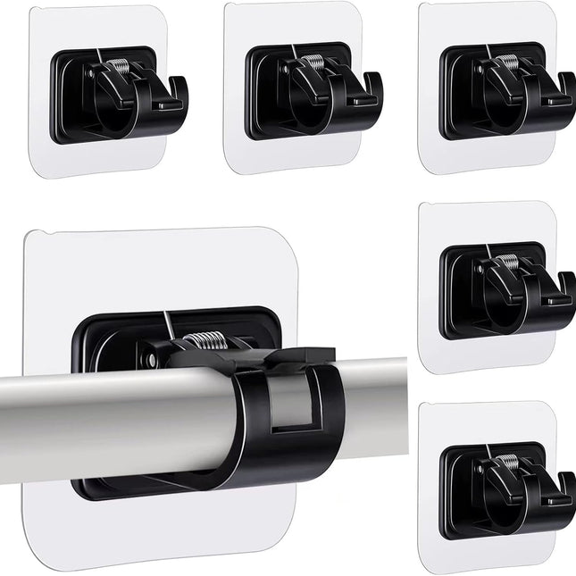 pcs Self-Adhesive Curtain Rod Holders, Nail-Free Adjustable Curtain Rod Brackets, Curtain Rod Wall Mounts (Black).