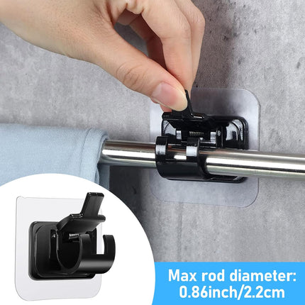 pcs Self-Adhesive Curtain Rod Holders, Nail-Free Adjustable Curtain Rod Brackets, Curtain Rod Wall Mounts (Black).