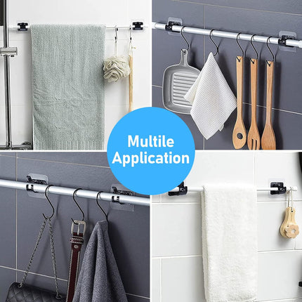 pcs Self-Adhesive Curtain Rod Holders, Nail-Free Adjustable Curtain Rod Brackets, Curtain Rod Wall Mounts (Black).