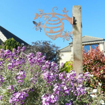 Beehive Garden Decoration Iron Silhouette Tree Insert Ornament.
