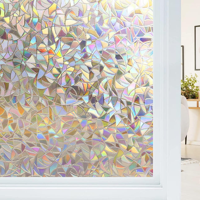 Electrostatic window film with rainbow effect, decorative anti-glare window film, 3D anti-UV window film, 45x200cm 45X200.