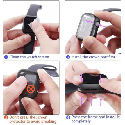 2-PACK Compatible with Apple Watch 40mm Shockproof Case 9H Tempered Glass 2in1 Rose Gold.