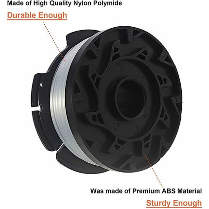 Black & Decker lawn mower spool, 6-pack, black.