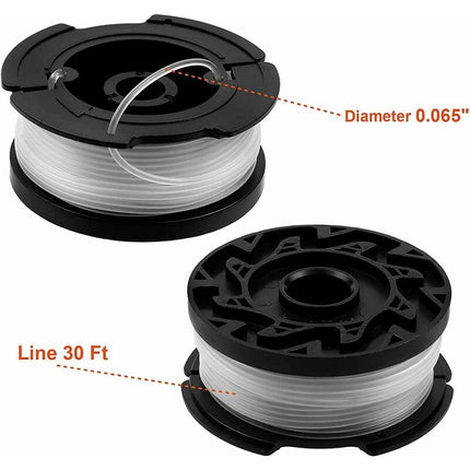 Black & Decker lawn mower spool, 6-pack, black.