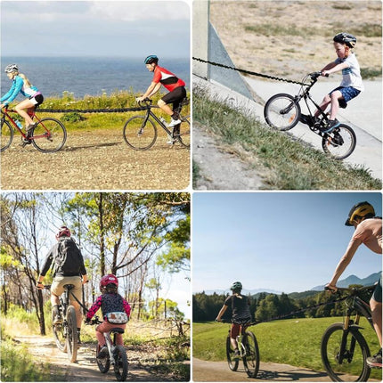1.7m to 3m Bicycle Tow Rope for Kids Bicycle Tow Rope Load 200kg for Mountain Bike Long Family Trip with Black Storage Bag.