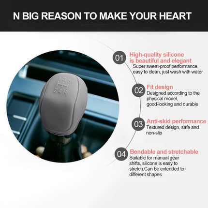 Ocean 2 x 6-Speed Car Silicone Gear Shift Knob Covers (Black and Grey).