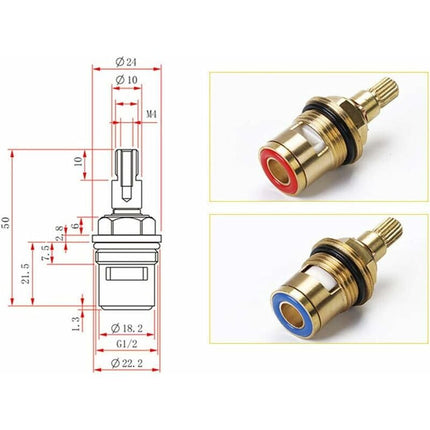 Compatible with 1/2 Ceramic Faucet Insert, Hot and Cold Ceramic Faucet.