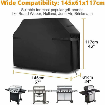 Grill Cover Waterproof Protection Windproof, tear-proof cover with straps and storage bag (145x61x117cm)--.