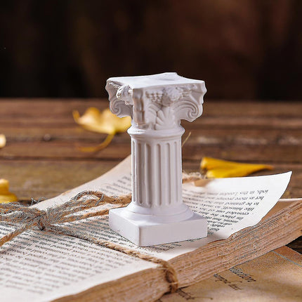 White Roman Pillar Greek Pillar Statue Indoor and Outdoor Modern Style Mini Resin Decoration (1 pc, white).