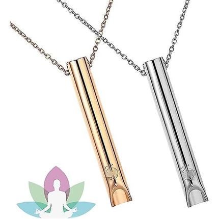 2pcs Breathing Necklace, Anxiety Necklace for Women, Stress Relief Mindful Breathing Necklace Stainless Steel for Meditation Relaxation Silver gold Silver gold.