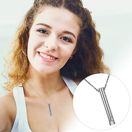 2pcs Breathing Necklace, Anxiety Necklace for Women, Stress Relief Mindful Breathing Necklace Stainless Steel for Meditation Relaxation Silver gold Silver gold.