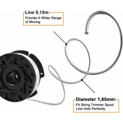 Trimmer Line Spool for Black and Decker Trimmers, 6-pack Trimmer Line Spools with 1 Spool Guard and 1 Spring.