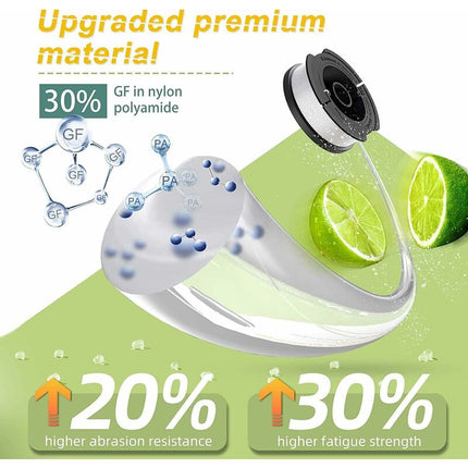 Black & Decker Trimmer Replacement Spools - 6 Pieces of 1.65mm Line, 10m Each, Includes Extra Spring & Cap.