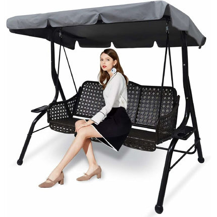 Replacement Cover for 3-Seater Garden Swing Waterproof UV Protection Gray Large.