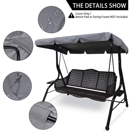 Replacement Cover for 3-Seater Garden Swing Waterproof UV Protection Gray Large.