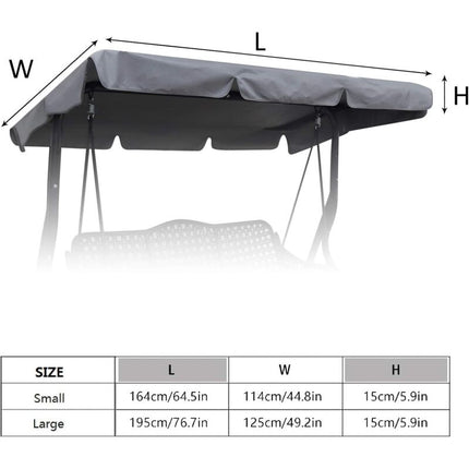 Replacement Cover for 3-Seater Garden Swing Waterproof UV Protection Gray Large.