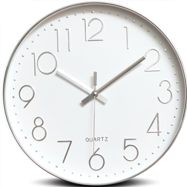 Minimalist Wall Clock (Silver), 30 cm (12 inches) Modern Silent Wall Clock, Silent Quartz Movement.